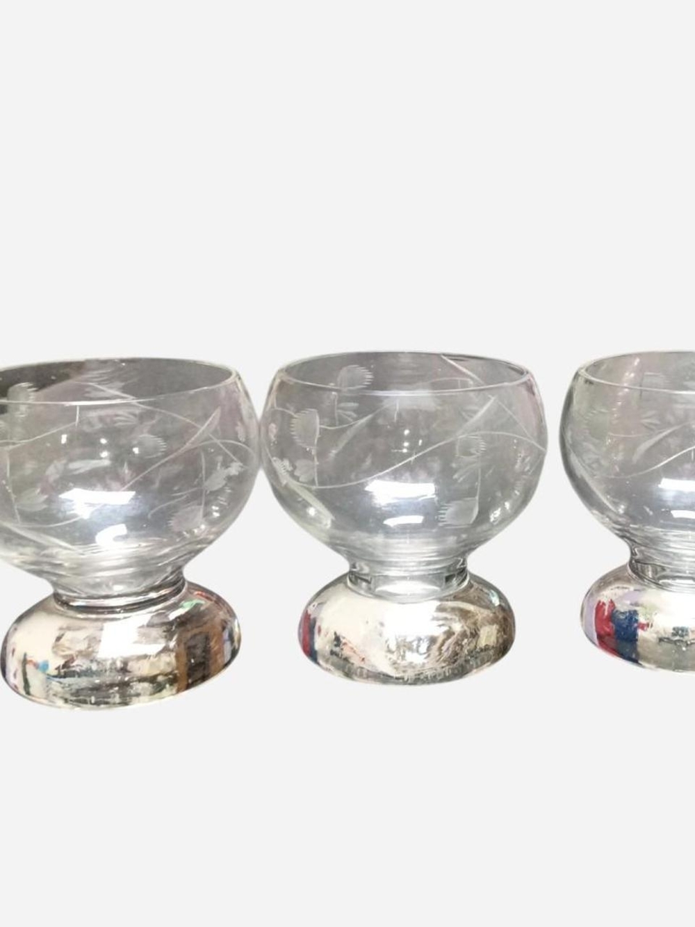 Etched Glass Cordial Glasses- Set of 4 - Clear
